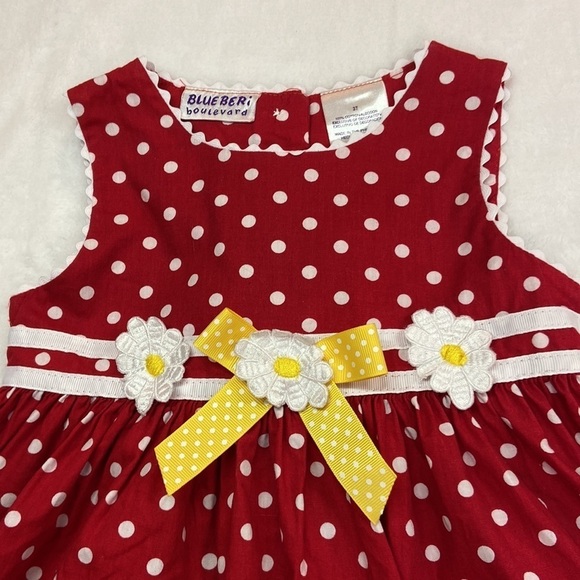 Blueberi Boulevard Red Cotton Polka Dot Sleeveless Dress Size 3T - Picture 2 of 10